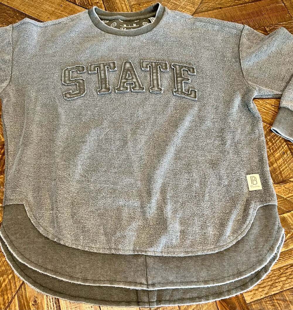 Pressbox State Sweatshirt Size M Grey Pullover College Applique